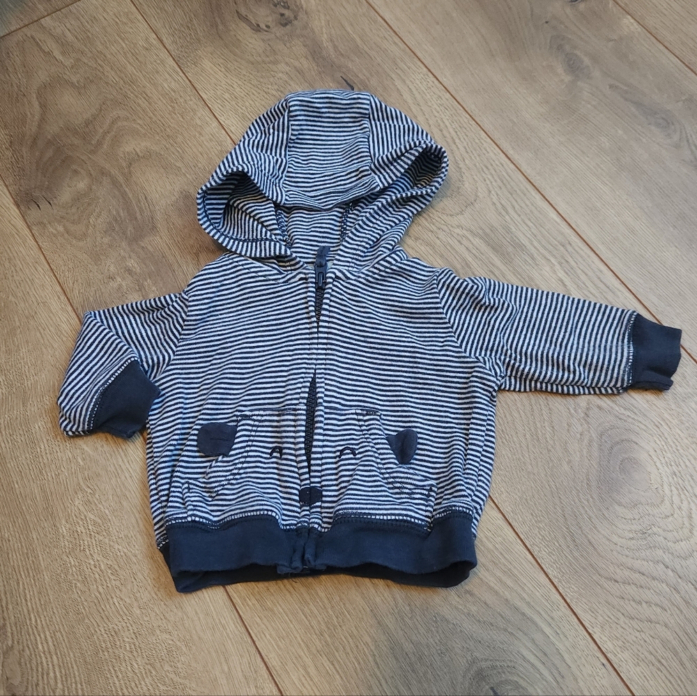 NB Carter's Striped Gray Baby Bear Hoodie